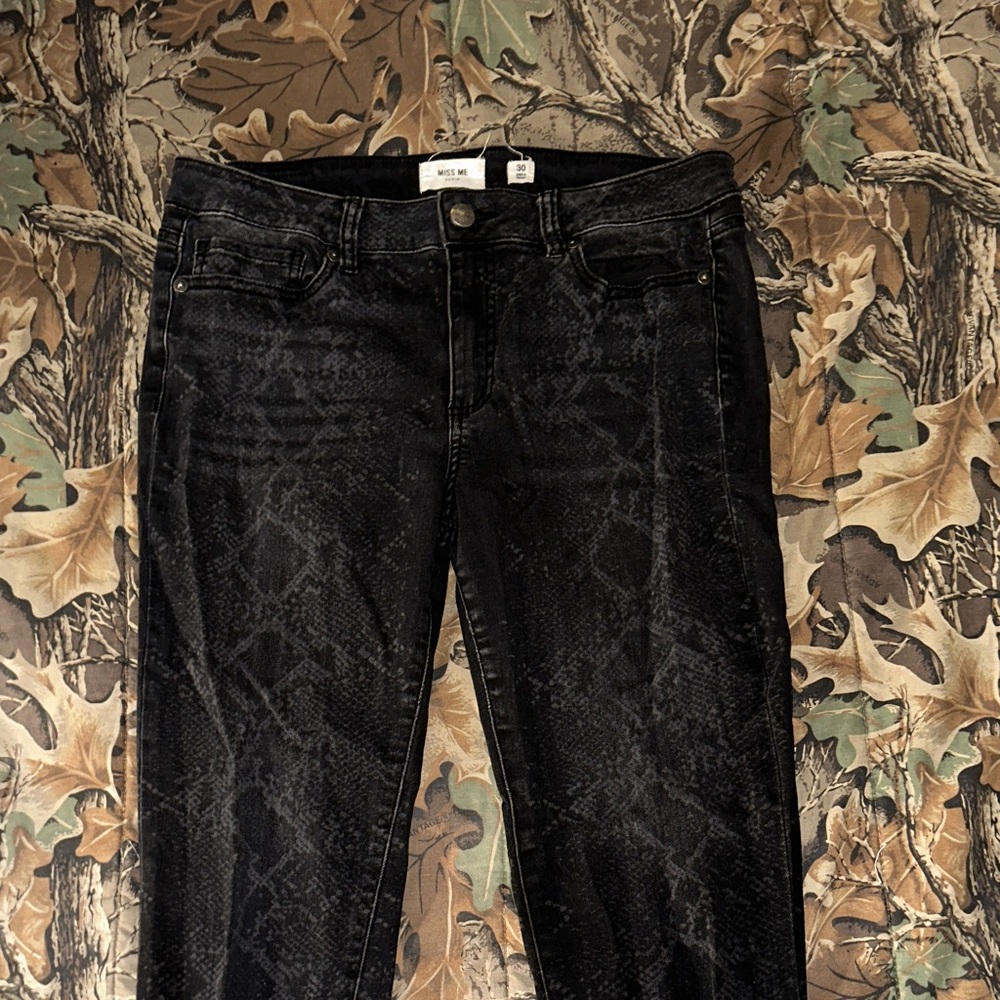 Miss Me Denim Black Snake Print Skinny Jeans